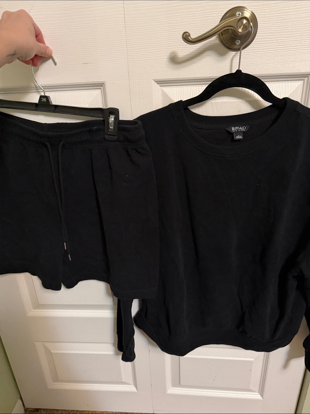 Buffalo David Bitton Black Lounge Sweatshirt and Shorts Set